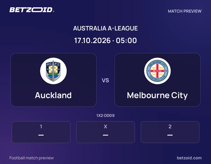 Auckland vs Melbourne City: Australia A-League match preview with team badges and kick-off details.