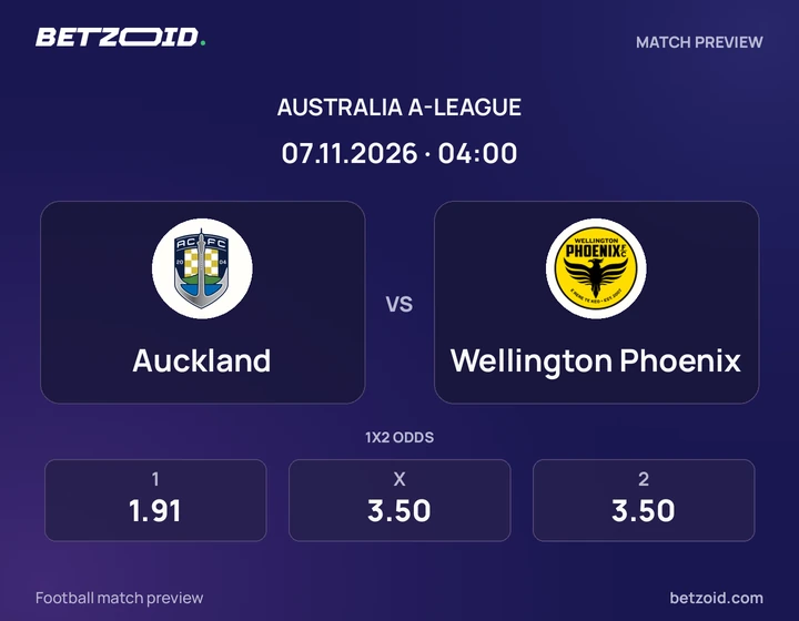 Auckland - Wellington Phoenix Auckland vs Wellington Phoenix: Australia A-League match preview with team badges and kick-off details.