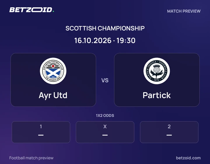 Ayr Utd - Partick Ayr Utd vs Partick: Scottish Championship match preview with team badges and kick-off details.