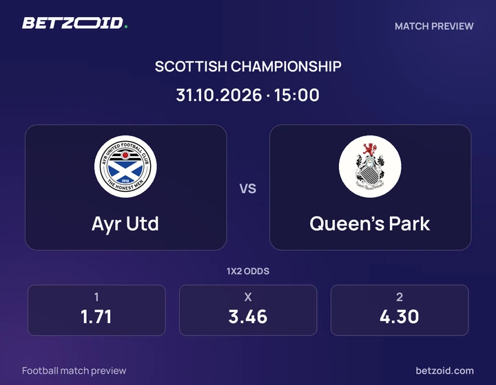 Ayr Utd - Queen's Park Ayr Utd vs Queen's Park: Scottish Championship match preview with team badges and kick-off details.