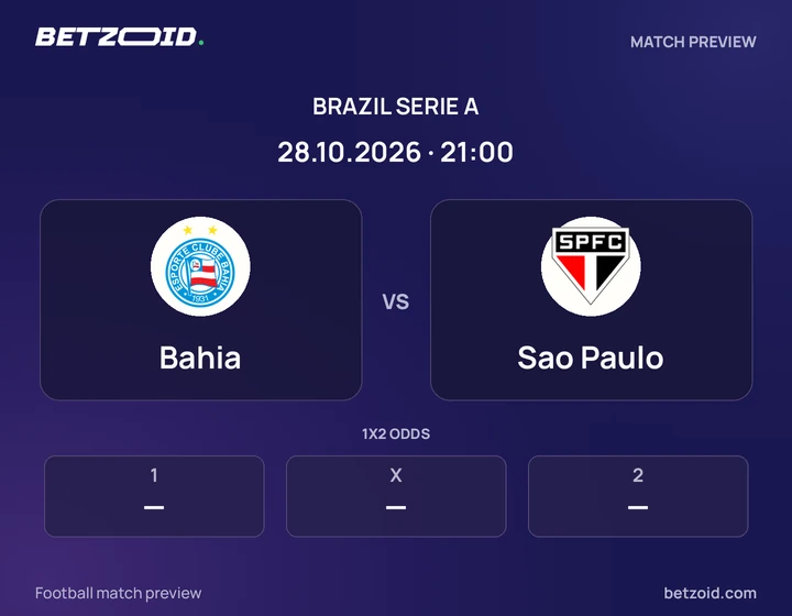 Bahia - Sao Paulo Bahia vs Sao Paulo: Brazil Serie A match preview with team badges and kick-off details.