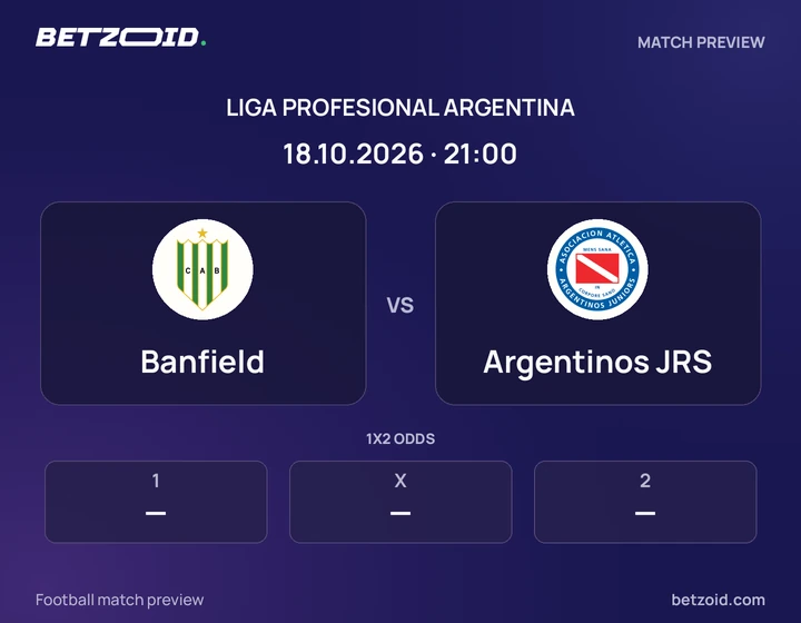 Banfield - Argentinos JRS Banfield vs Argentinos JRS: Liga Profesional Argentina match preview with team badges and kick-off details.