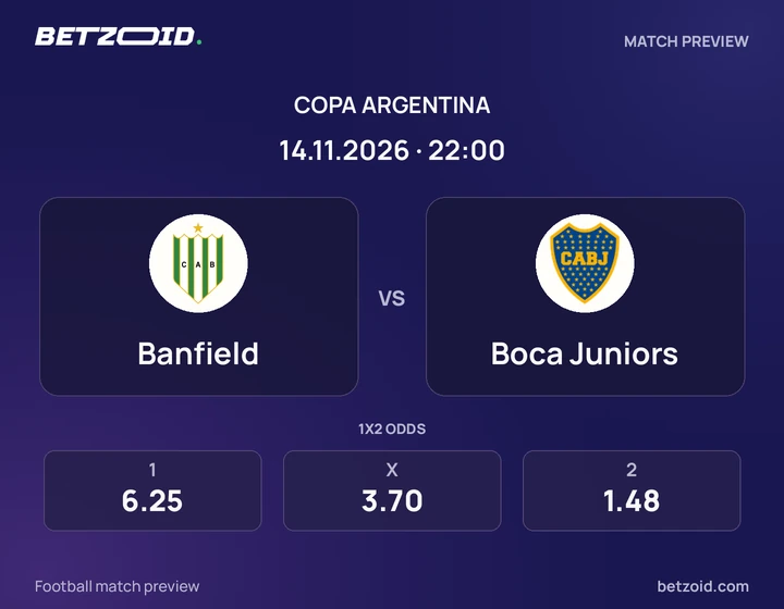 Banfield - Boca Juniors Banfield vs Boca Juniors: Copa Argentina match preview with team badges and kick-off details.