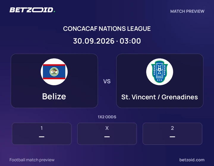 Belize vs St. Vincent / Grenadines: CONCACAF Nations League match preview with team badges and kick-off details.