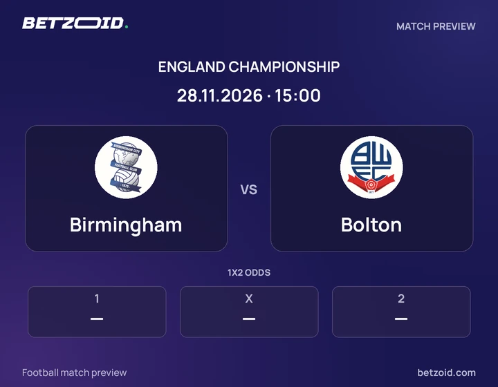 Birmingham - Bolton Birmingham vs Bolton: England Championship match preview with team badges and kick-off details.