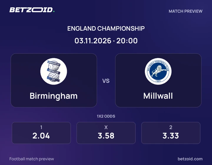 Birmingham - Millwall Birmingham vs Millwall: England Championship match preview with team badges and kick-off details.