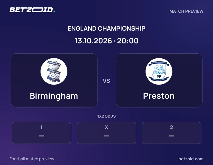 Birmingham - Preston Birmingham vs Preston: England Championship match preview with team badges and kick-off details.