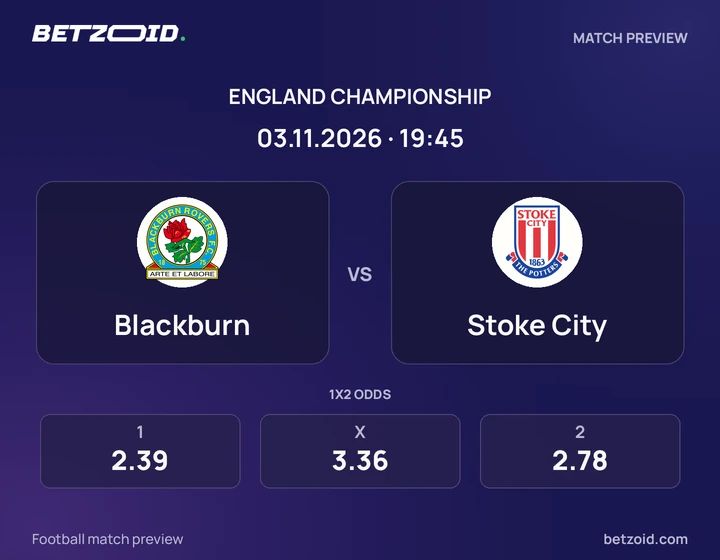 Blackburn - Stoke City Blackburn vs Stoke City: England Championship match preview with team badges and kick-off details.