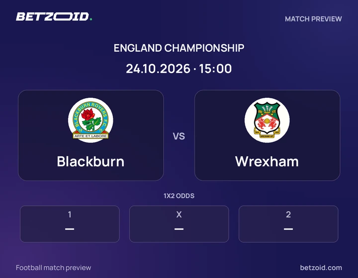 Blackburn - Wrexham Blackburn vs Wrexham: England Championship match preview with team badges and kick-off details.
