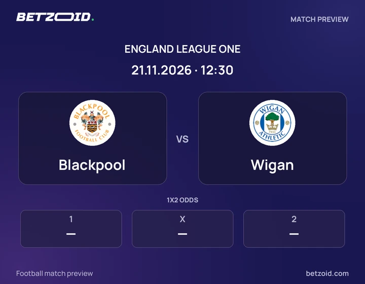Blackpool - Wigan Blackpool vs Wigan: England League One match preview with team badges and kick-off details.