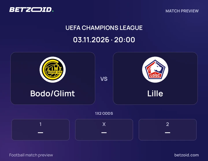 Bodo/Glimt - Lille Bodo/Glimt vs Lille: UEFA Champions League match preview with team badges and kick-off details.