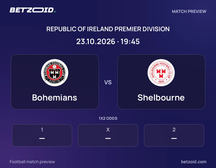 Bohemians vs Shelbourne: Republic of Ireland Premier Division match preview with team badges and kick-off details.