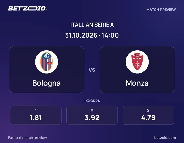 Bologna – Monza Bologna – Monza: presentazione della partita di Serie A con stemmi e orario di inizio.