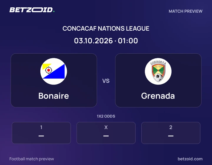 Bonaire - Grenada Bonaire vs Grenada: CONCACAF Nations League match preview with team badges and kick-off details.