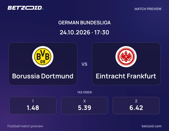Borussia Dortmund – Eintracht Frankfurt Borussia Dortmund – Eintracht Frankfurt: Spielvorschau zum Wettbewerb Bundesliga mit Teamlogos und Anstoßzeit.