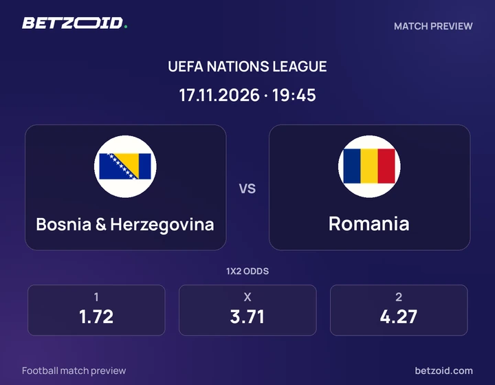 Bosnia & Herzegovina - Romania Bosnia & Herzegovina vs Romania: UEFA Nations League match preview with team badges and kick-off details.