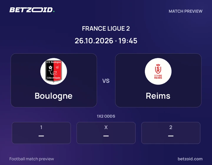 Boulogne - Reims Boulogne vs Reims: France Ligue 2 match preview with team badges and kick-off details.