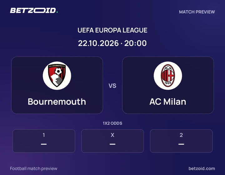 Bournemouth vs AC Milan: UEFA Europa League match preview with team badges and kick-off details.