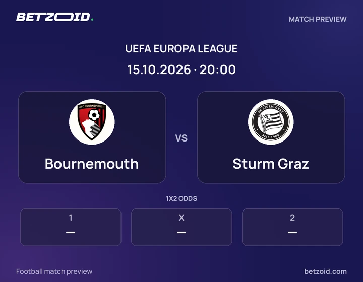 Bournemouth - Sturm Graz Bournemouth vs Sturm Graz: UEFA Europa League match preview with team badges and kick-off details.