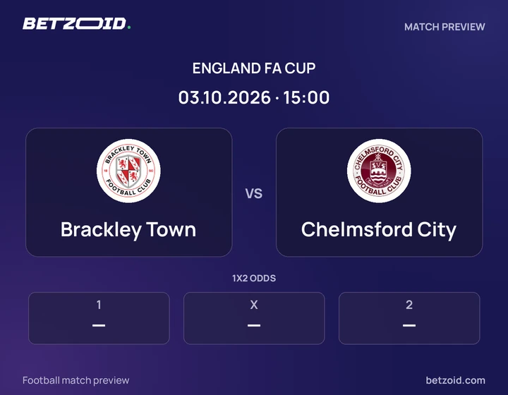 Brackley Town vs Chelmsford City: England FA Cup match preview with team badges and kick-off details.