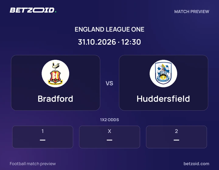 Bradford - Huddersfield Bradford vs Huddersfield: England League One match preview with team badges and kick-off details.