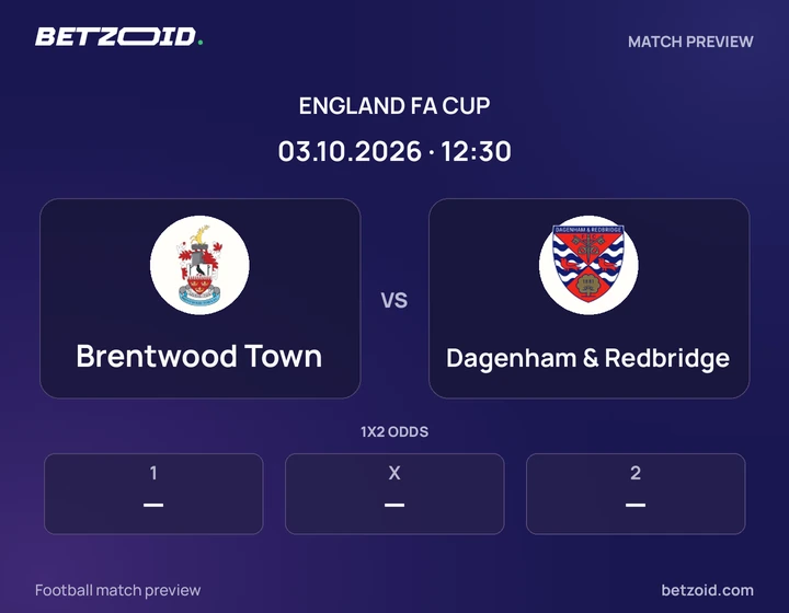 Brentwood Town - Dagenham & Redbridge Brentwood Town vs Dagenham & Redbridge: England FA Cup match preview with team badges and kick-off details.