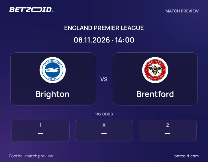Brighton - Brentford Brighton vs Brentford: England Premier League match preview with team badges and kick-off details.