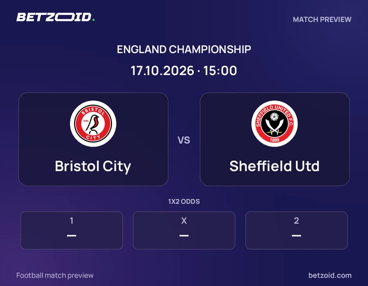 Bristol City vs Sheffield Utd: England Championship match preview with team badges and kick-off details.