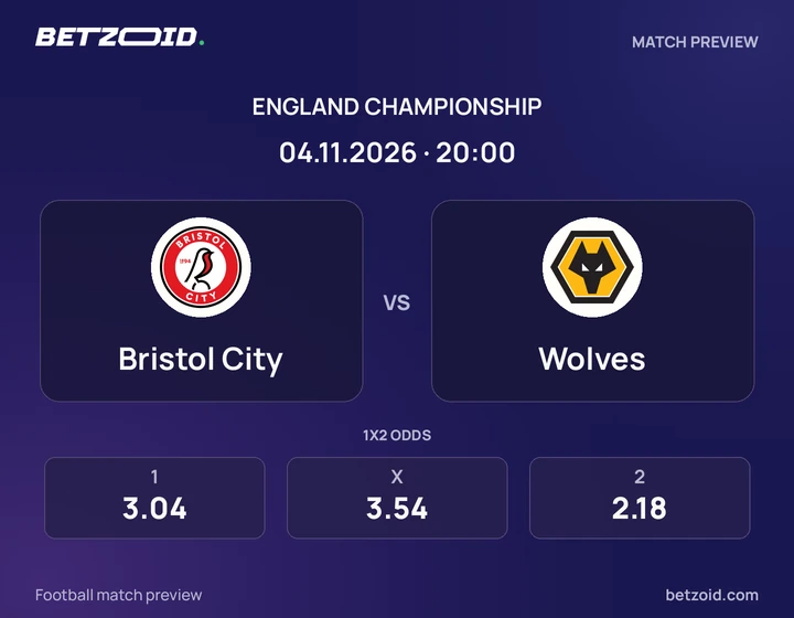Bristol City - Wolves Bristol City vs Wolves: England Championship match preview with team badges and kick-off details.