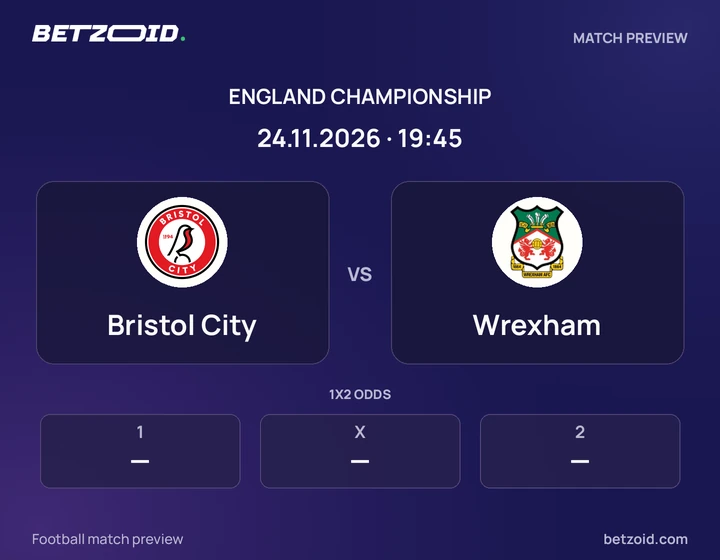 Bristol City vs Wrexham: England Championship match preview with team badges and kick-off details.