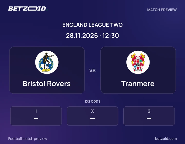 Bristol Rovers - Tranmere Bristol Rovers vs Tranmere: England League Two match preview with team badges and kick-off details.