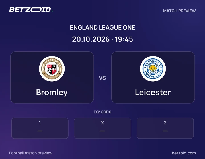Bromley - Leicester Bromley vs Leicester: England League One match preview with team badges and kick-off details.