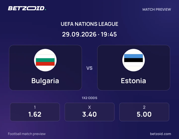 Bulgaria - Estonia Bulgaria vs Estonia: UEFA Nations League match preview with team badges and kick-off details.