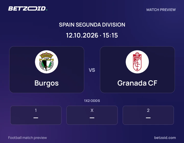 Burgos - Granada CF Burgos vs Granada CF: Spain Segunda Division match preview with team badges and kick-off details.
