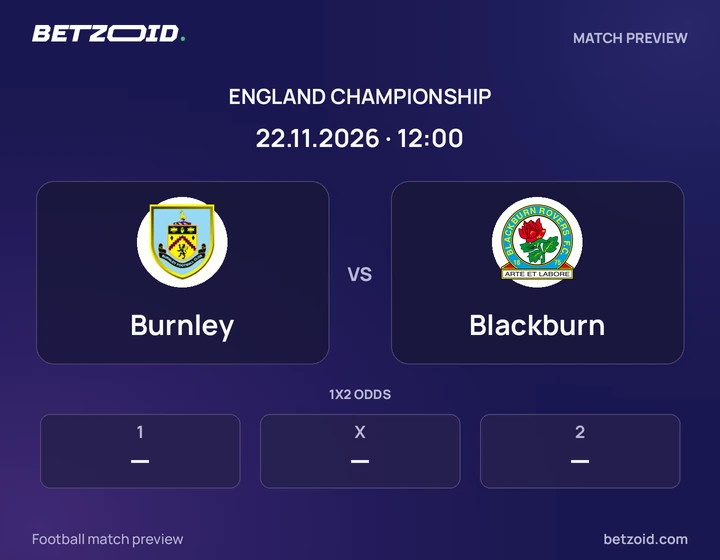 Burnley - Blackburn Burnley vs Blackburn: England Championship match preview with team badges and kick-off details.