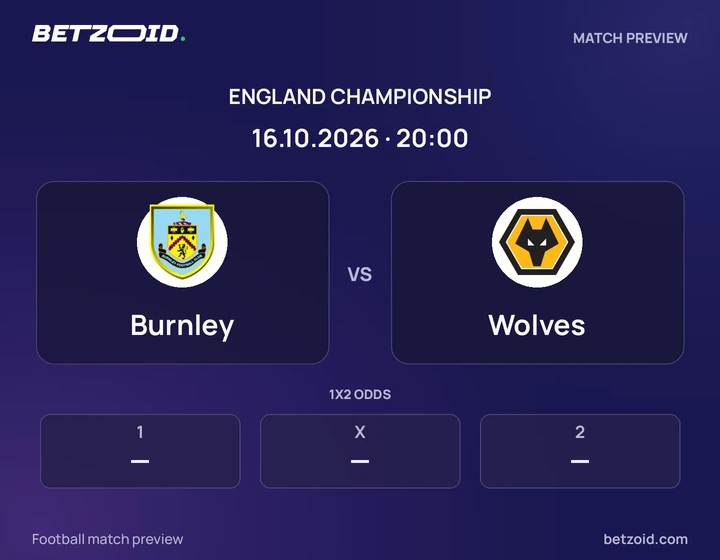 Burnley vs Wolves: England Championship match preview with team badges and kick-off details.