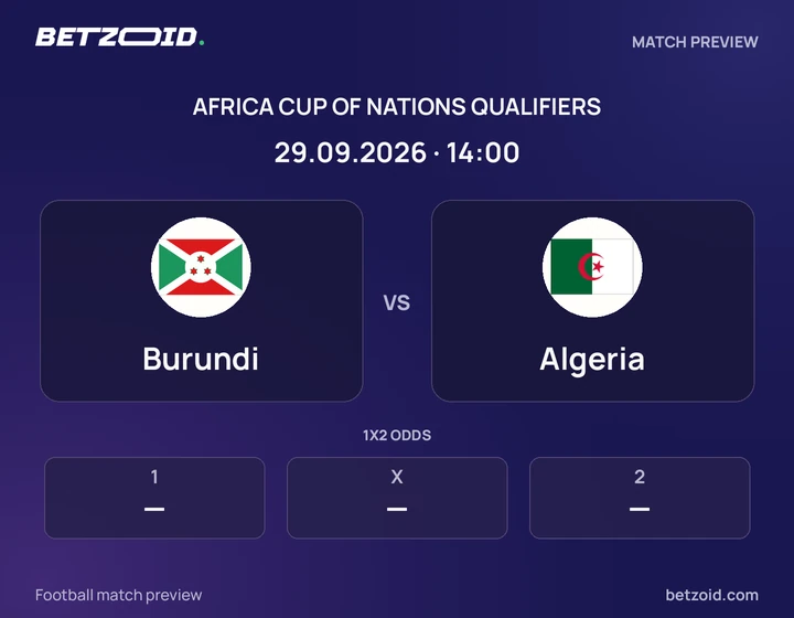 Burundi - Algeria Burundi vs Algeria: Africa Cup of Nations Qualifiers match preview with team badges and kick-off details.