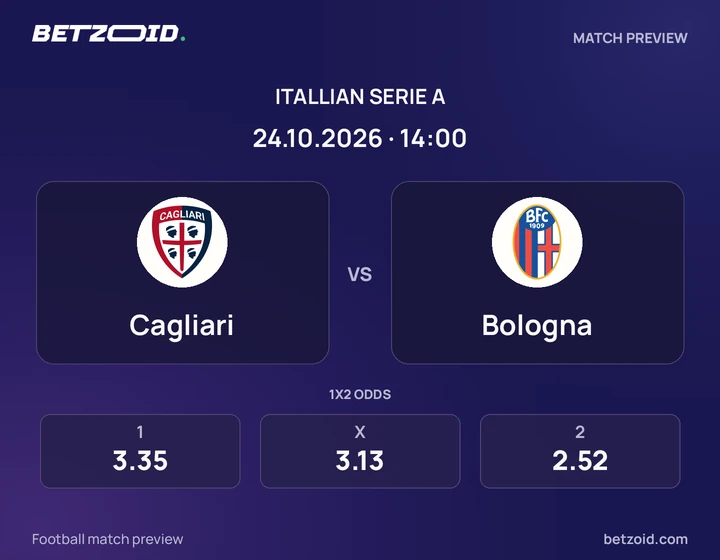 Cagliari – Bologna Cagliari – Bologna: presentazione della partita di Serie A con stemmi e orario di inizio.