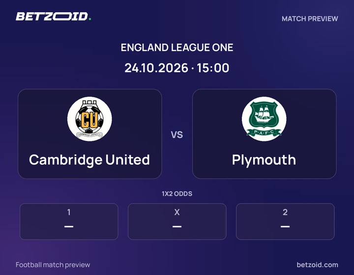 Cambridge United - Plymouth Cambridge United vs Plymouth: England League One match preview with team badges and kick-off details.