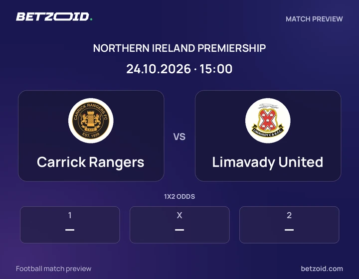 Carrick Rangers - Limavady United Carrick Rangers vs Limavady United: Northern Ireland Premiership match preview with team badges and kick-off details.