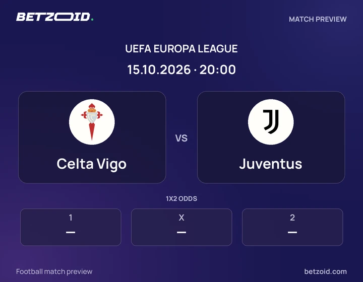 Celta Vigo vs Juventus: UEFA Europa League match preview with team badges and kick-off details.