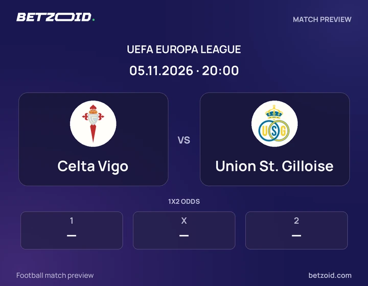 Celta Vigo vs Union St. Gilloise: UEFA Europa League match preview with team badges and kick-off details.