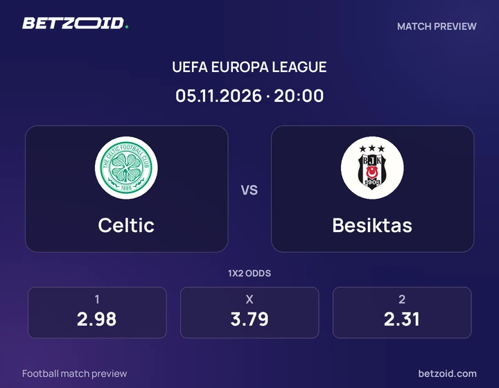 Celtic - Besiktas Celtic vs Besiktas: UEFA Europa League match preview with team badges and kick-off details.