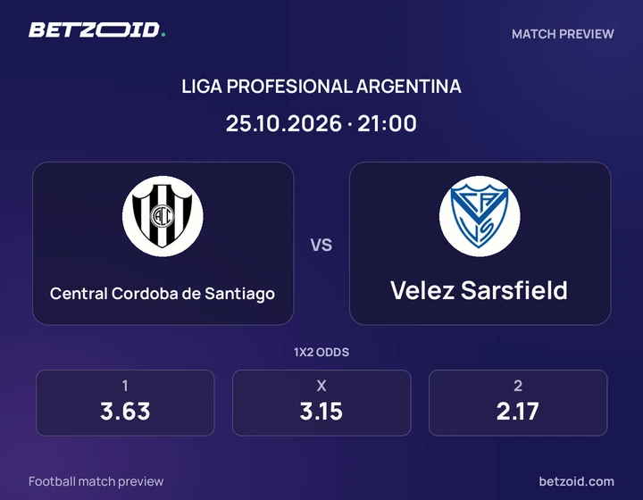 Central Cordoba de Santiago vs. Velez Sarsfield Central Cordoba de Santiago vs. Velez Sarsfield: imagen del partido de Liga Profesional Argentina.