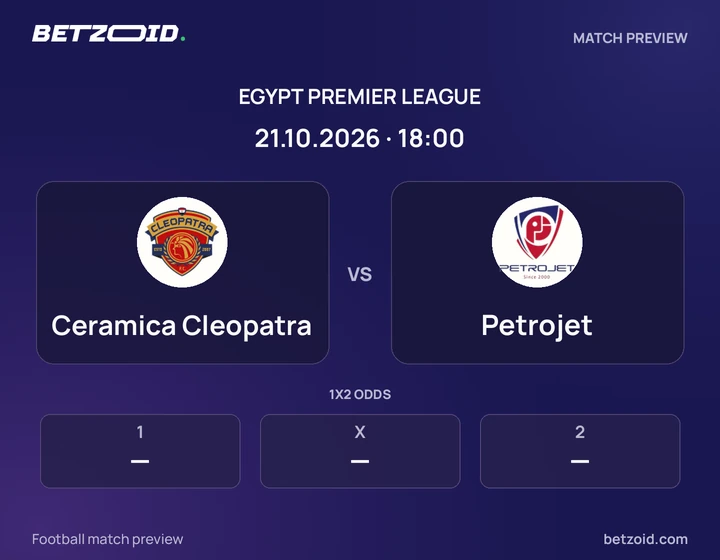 Ceramica Cleopatra vs Petrojet: Egypt Premier League match preview with team badges and kick-off details.