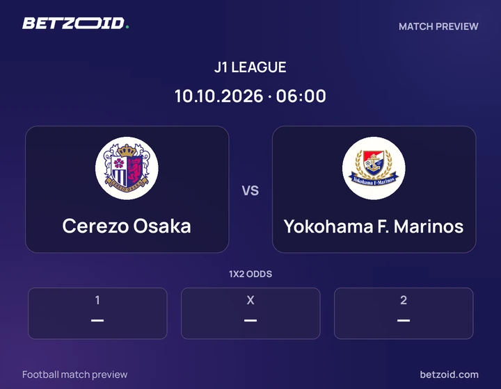 Cerezo Osaka vs Yokohama F. Marinos: J1 League match preview with team badges and kick-off details.