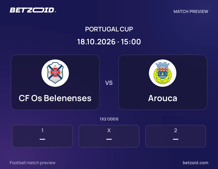 CF Os Belenenses vs Arouca: Portugal Cup match preview with team badges and kick-off details.
