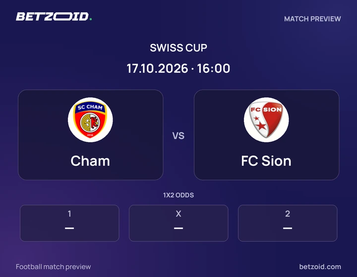 Cham vs FC Sion: Swiss Cup match preview with team badges and kick-off details.