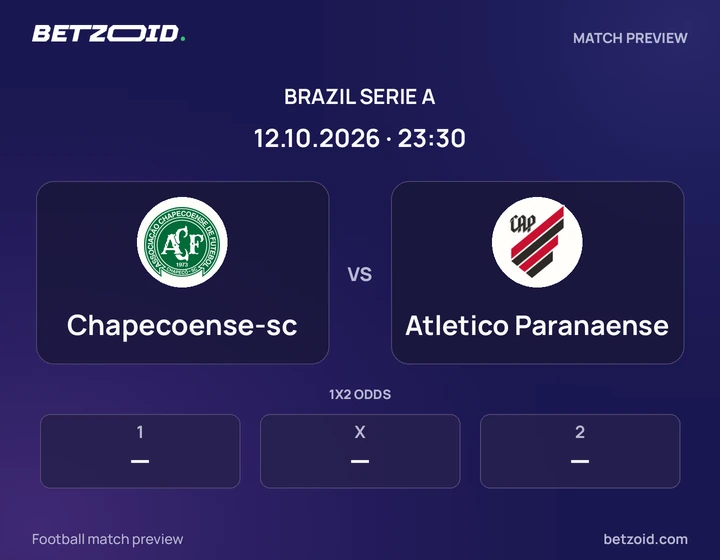 Chapecoense-sc vs Atletico Paranaense: Brazil Serie A match preview with team badges and kick-off details.