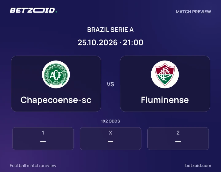 Chapecoense-sc vs Fluminense: Brazil Serie A match preview with team badges and kick-off details.